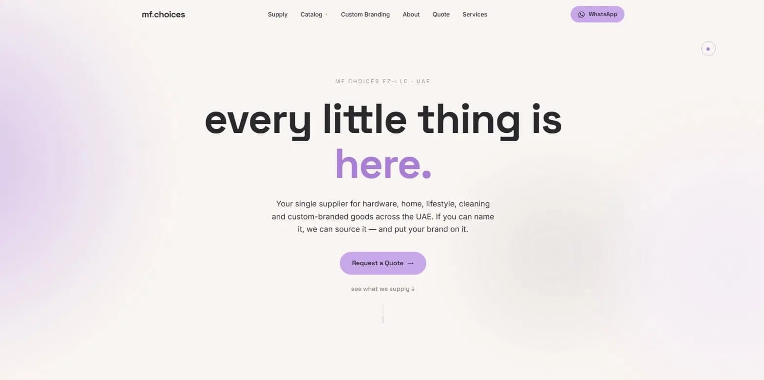 MF Choices — UAE sourcing & custom branding